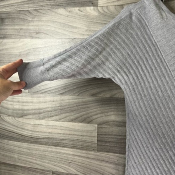 White House Black Market Womens Pullover Sweater Gray‎ Striped Short Sleeve M - Picture 12 of 12